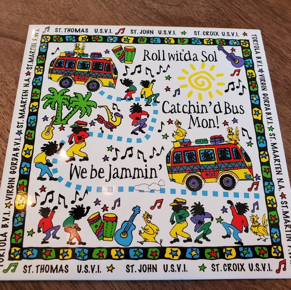 Vintage Bahamas We Be Jammin Trivet Virgin Islands - Picture 1 of 7